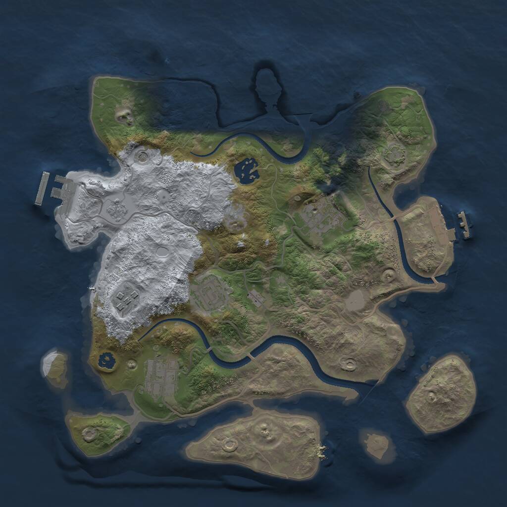 Rust Map: Procedural Map, Size: 3000, Seed: 2141490154, 11 Monuments
