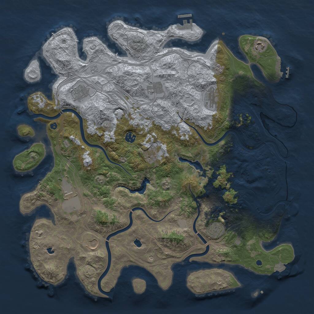 Rust Map: Procedural Map, Size: 4500, Seed: 1008832752, 16 Monuments