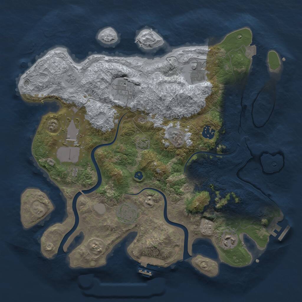 Rust Map: Procedural Map, Size: 3500, Seed: 703324703, 13 Monuments