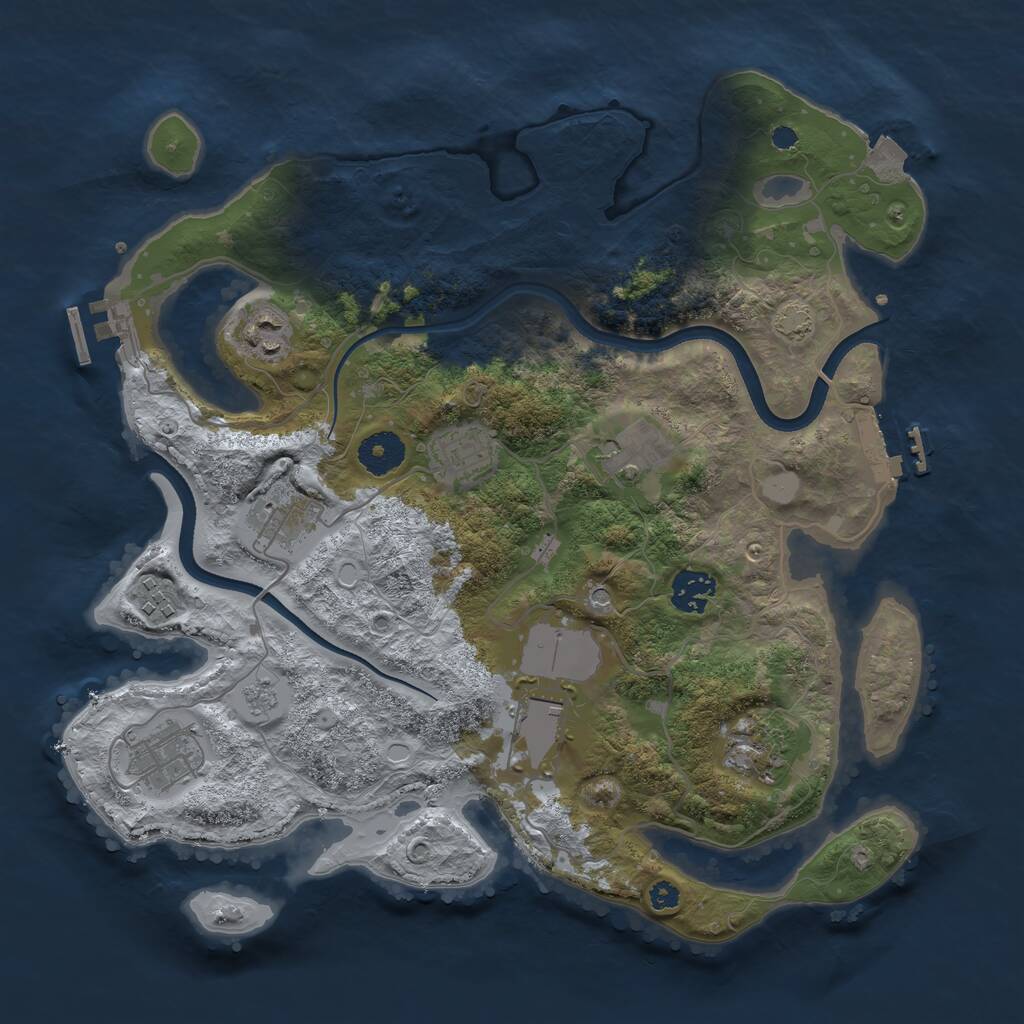 Rust Map: Procedural Map, Size: 3500, Seed: 1470920789, 15 Monuments