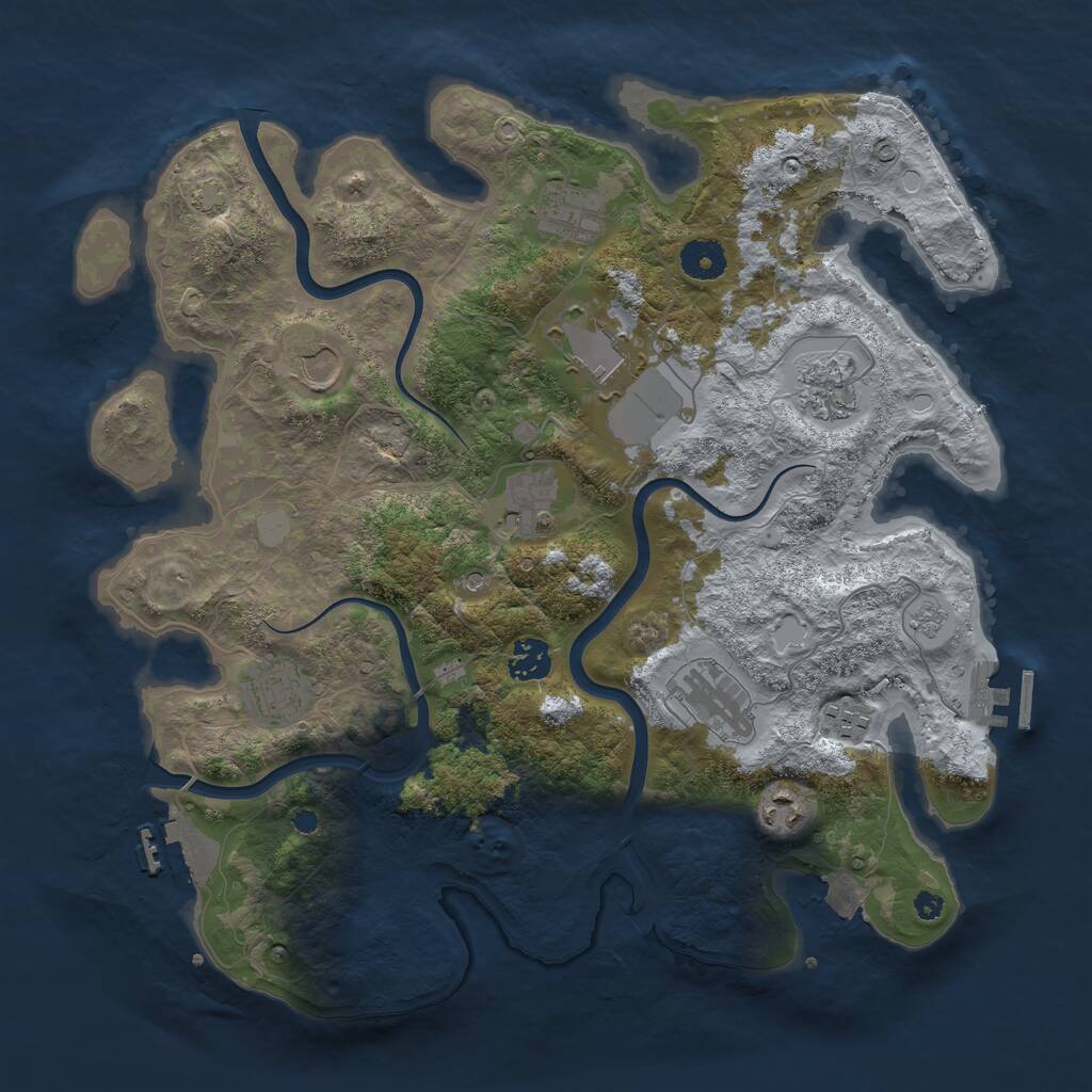 Rust Map: Procedural Map, Size: 3750, Seed: 1100162226, 16 Monuments