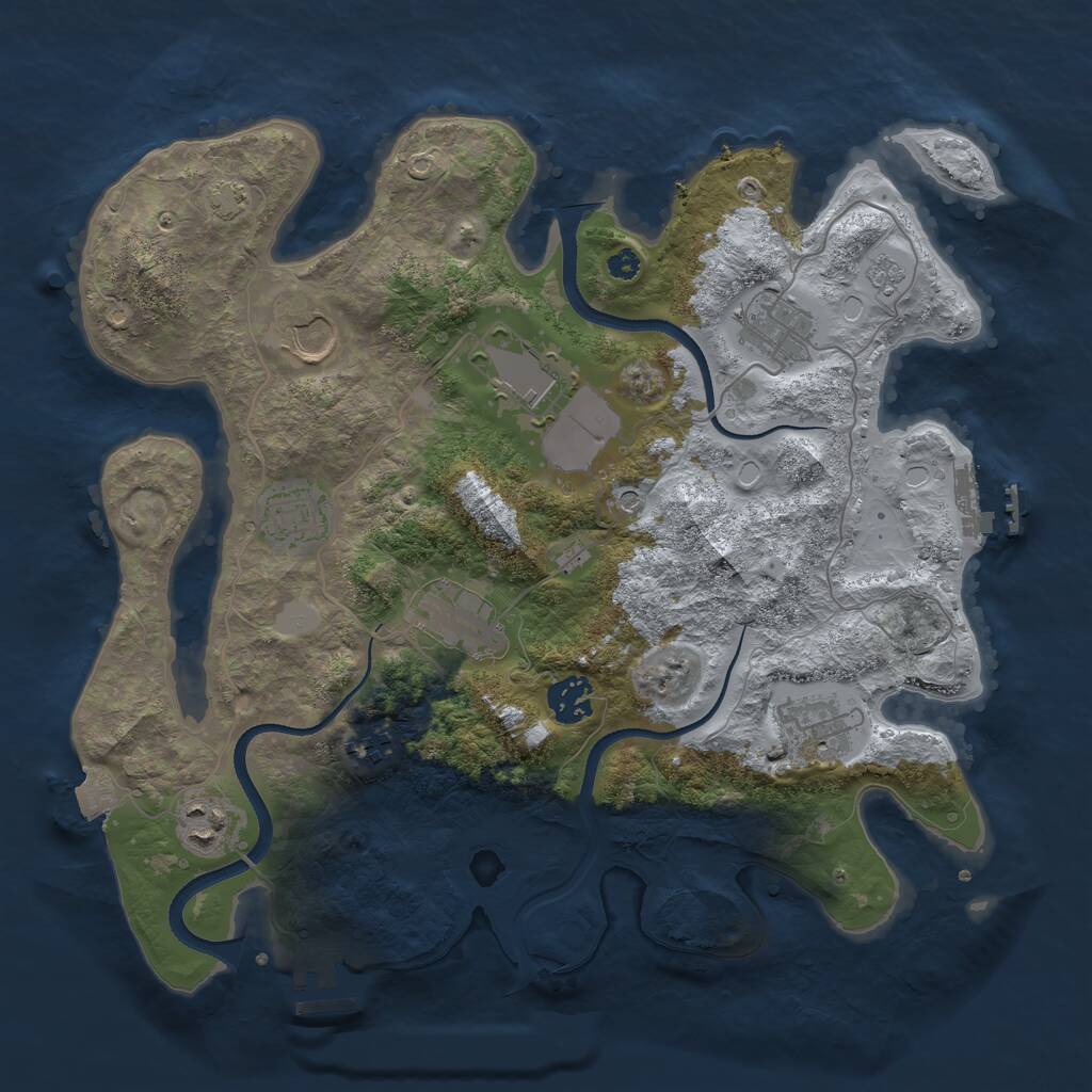 Rust Map: Procedural Map, Size: 3500, Seed: 2098534022, 15 Monuments