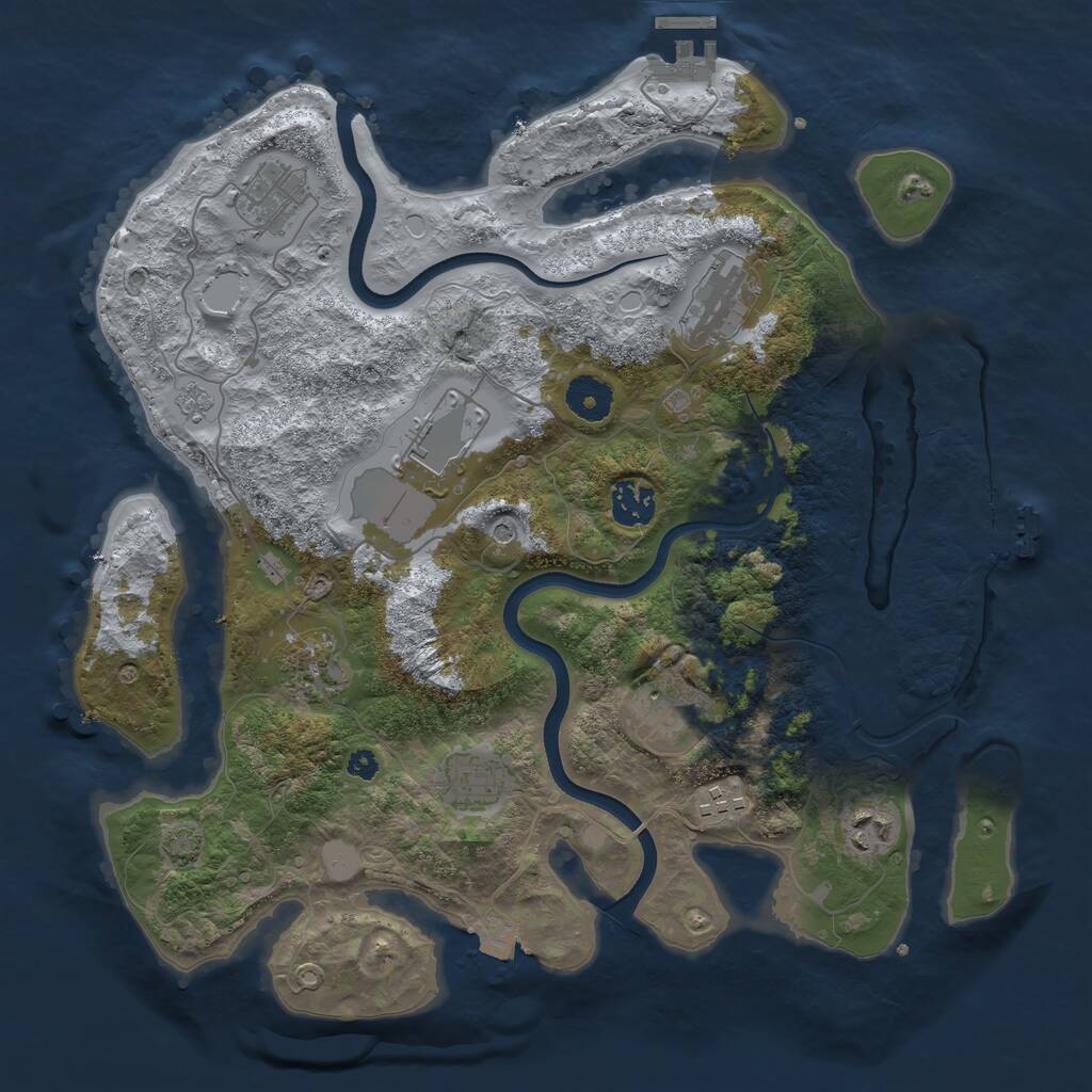 Rust Map: Procedural Map, Size: 3600, Seed: 604559, 15 Monuments