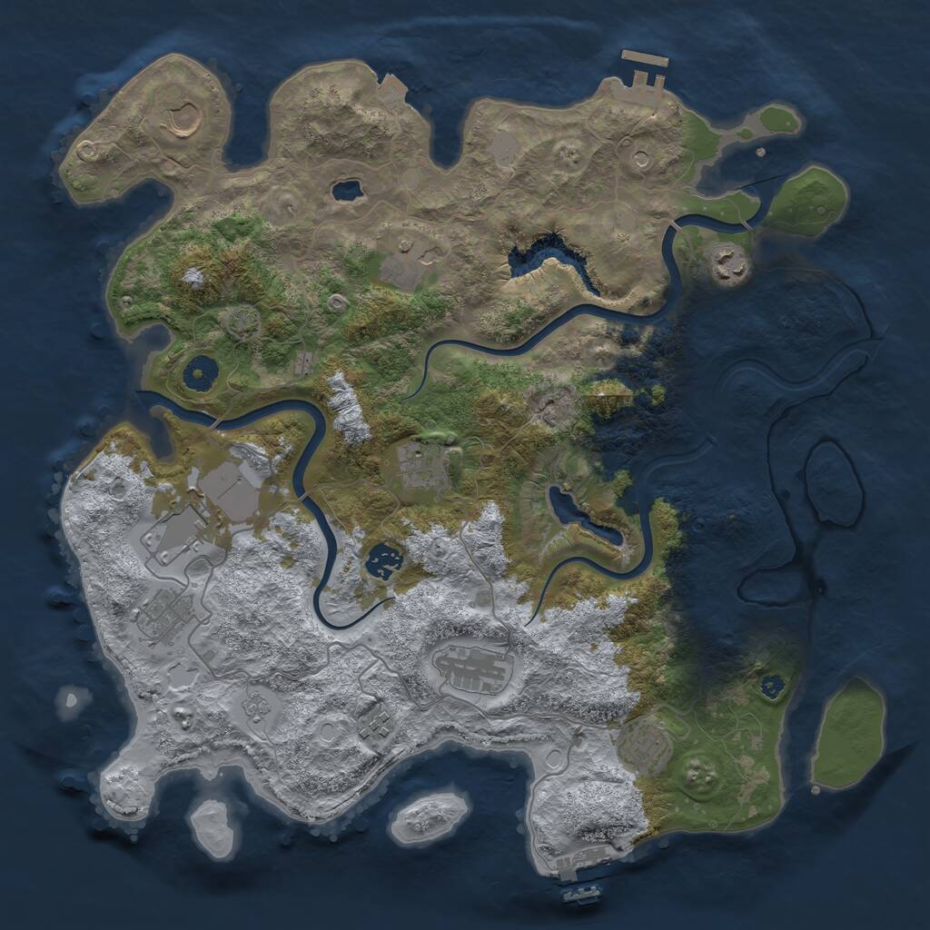 Rust Map: Procedural Map, Size: 4000, Seed: 2073587418, 16 Monuments