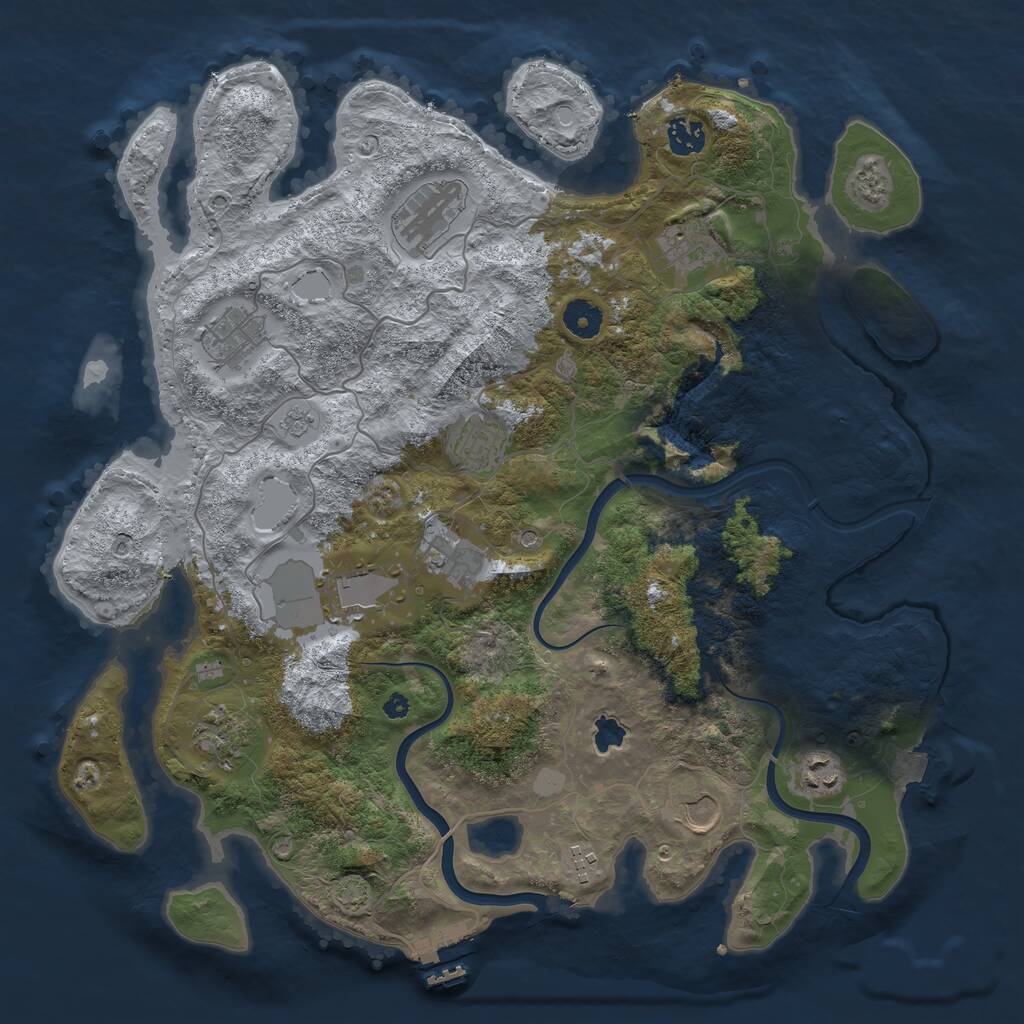 Rust Map: Procedural Map, Size: 4000, Seed: 1194015797, 16 Monuments