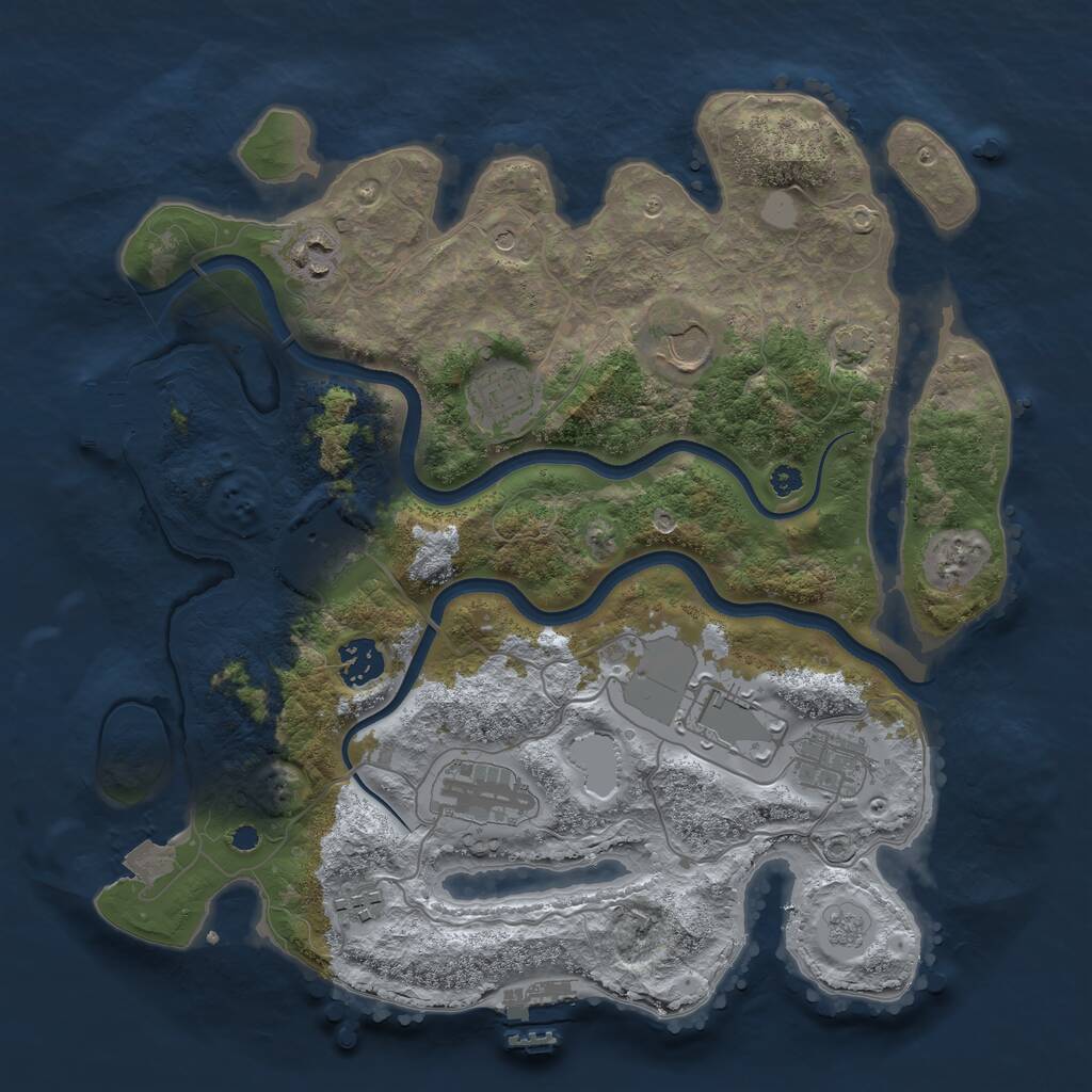 Rust Map: Procedural Map, Size: 3500, Seed: 1884486489, 15 Monuments