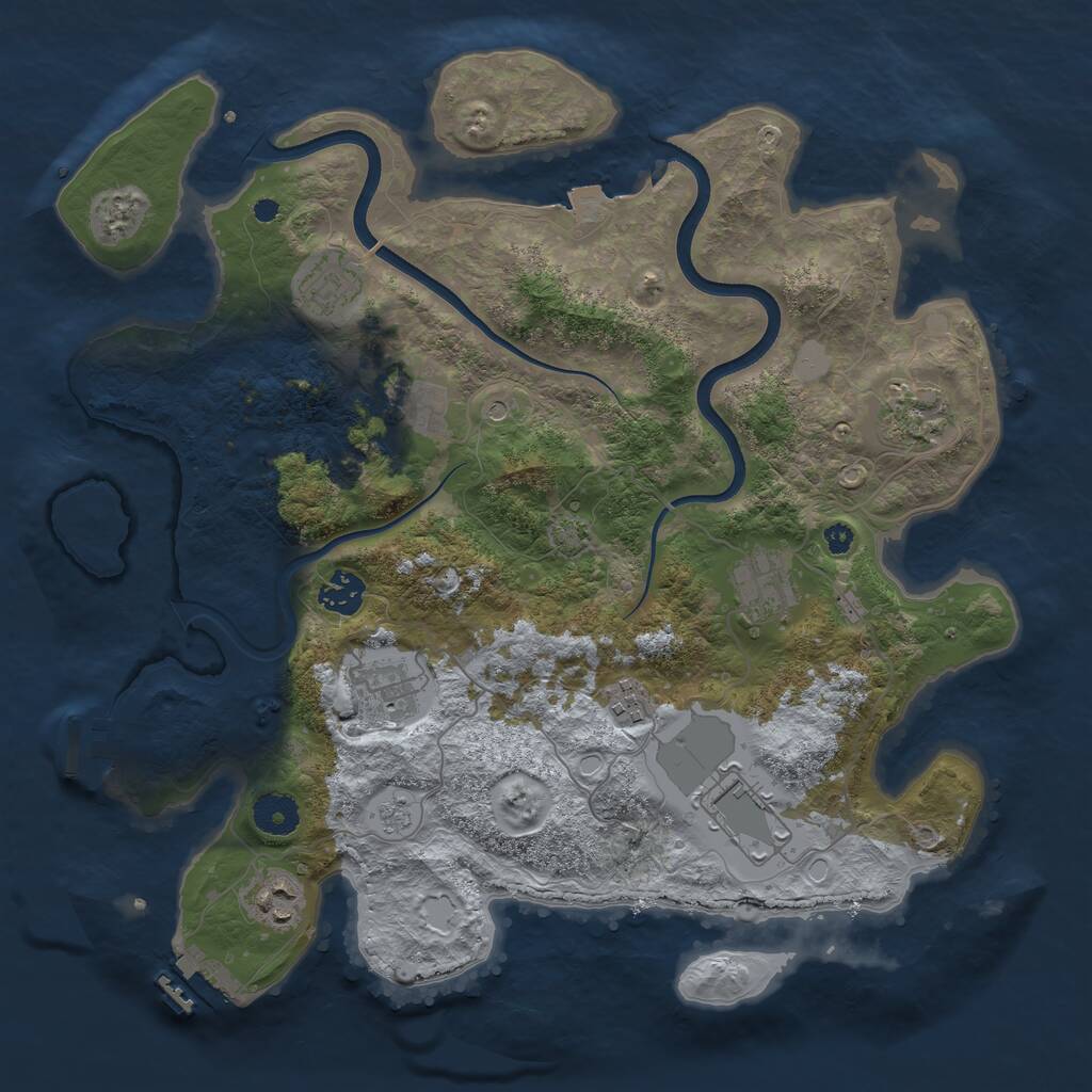 Rust Map: Procedural Map, Size: 3700, Seed: 76761006, 15 Monuments