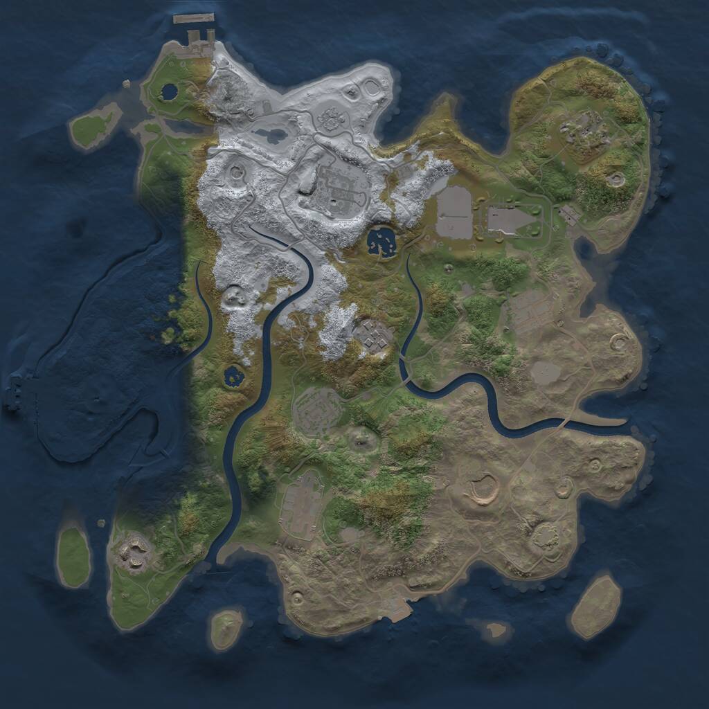 Rust Map: Procedural Map, Size: 3500, Seed: 1506999296, 16 Monuments