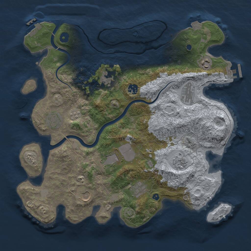Rust Map: Procedural Map, Size: 3750, Seed: 74, 16 Monuments