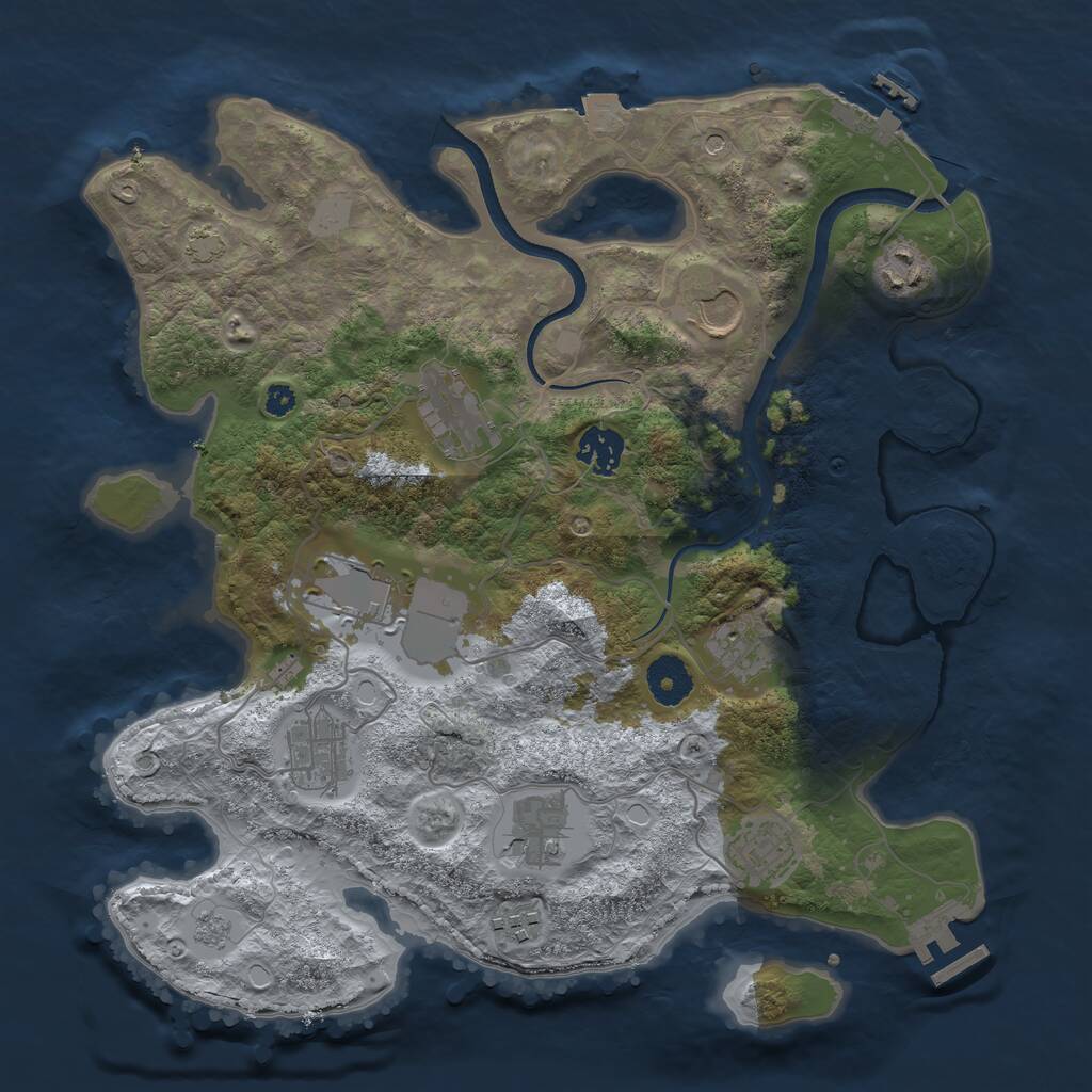 Rust Map: Procedural Map, Size: 3500, Seed: 195494395, 16 Monuments