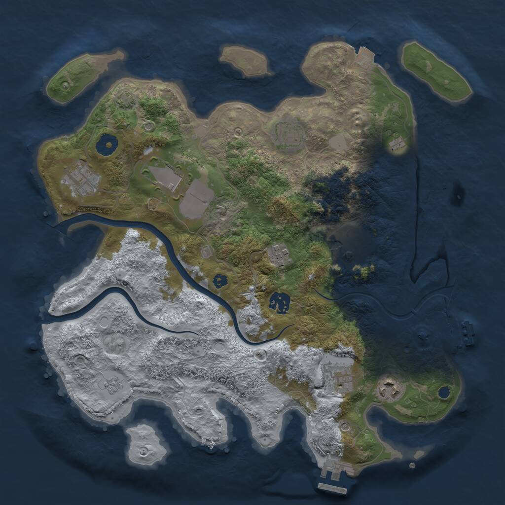 Rust Map: Procedural Map, Size: 3500, Seed: 45198456, 14 Monuments
