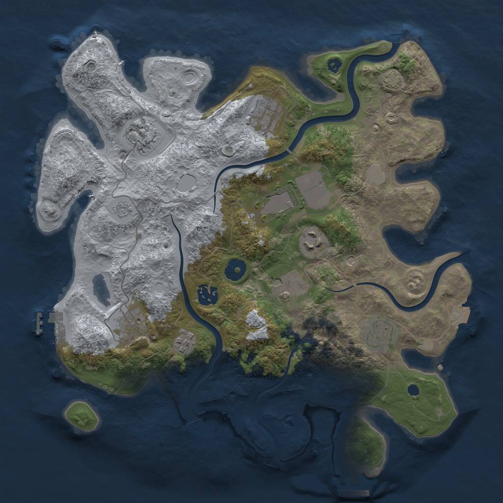 Rust Map: Procedural Map, Size: 3500, Seed: 1275535815, 15 Monuments