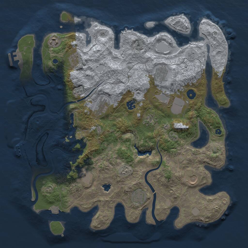 Rust Map: Procedural Map, Size: 4000, Seed: 1254652749, 17 Monuments