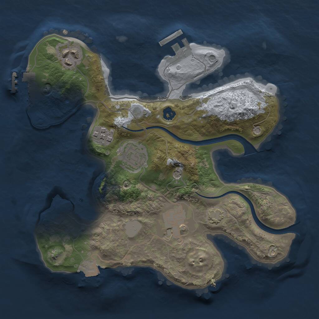 Rust Map: Procedural Map, Size: 2500, Seed: 279766147, 9 Monuments