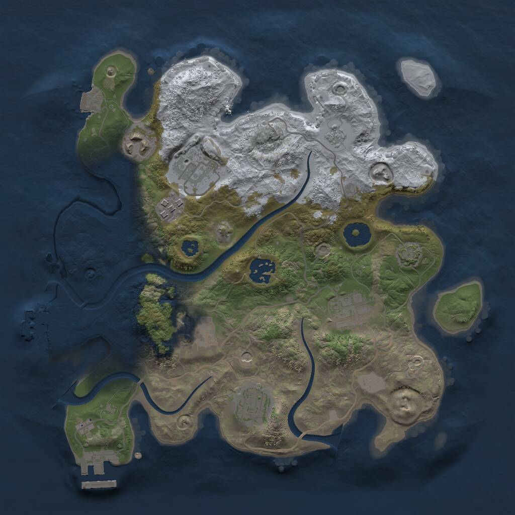 Rust Map: Procedural Map, Size: 3000, Seed: 90918370, 13 Monuments
