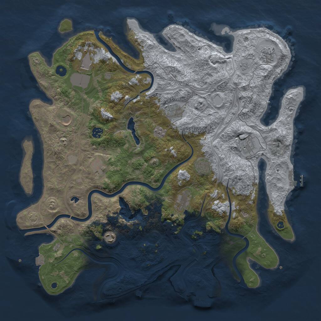 Rust Map: Procedural Map, Size: 4450, Seed: 1165232351, 17 Monuments