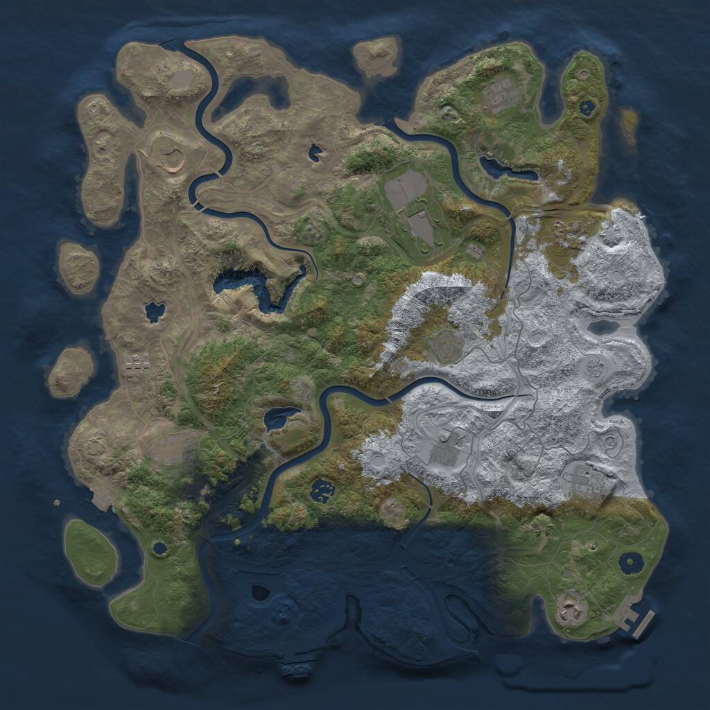 Rust Map: Procedural Map, Size: 4500, Seed: 199921624, 17 Monuments