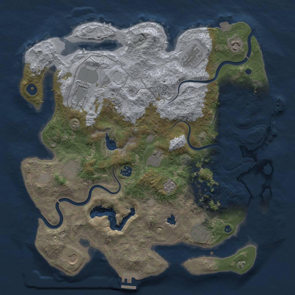 Rust Map: Procedural Map, Size: 4000, Seed: 639957878, 17 Monuments