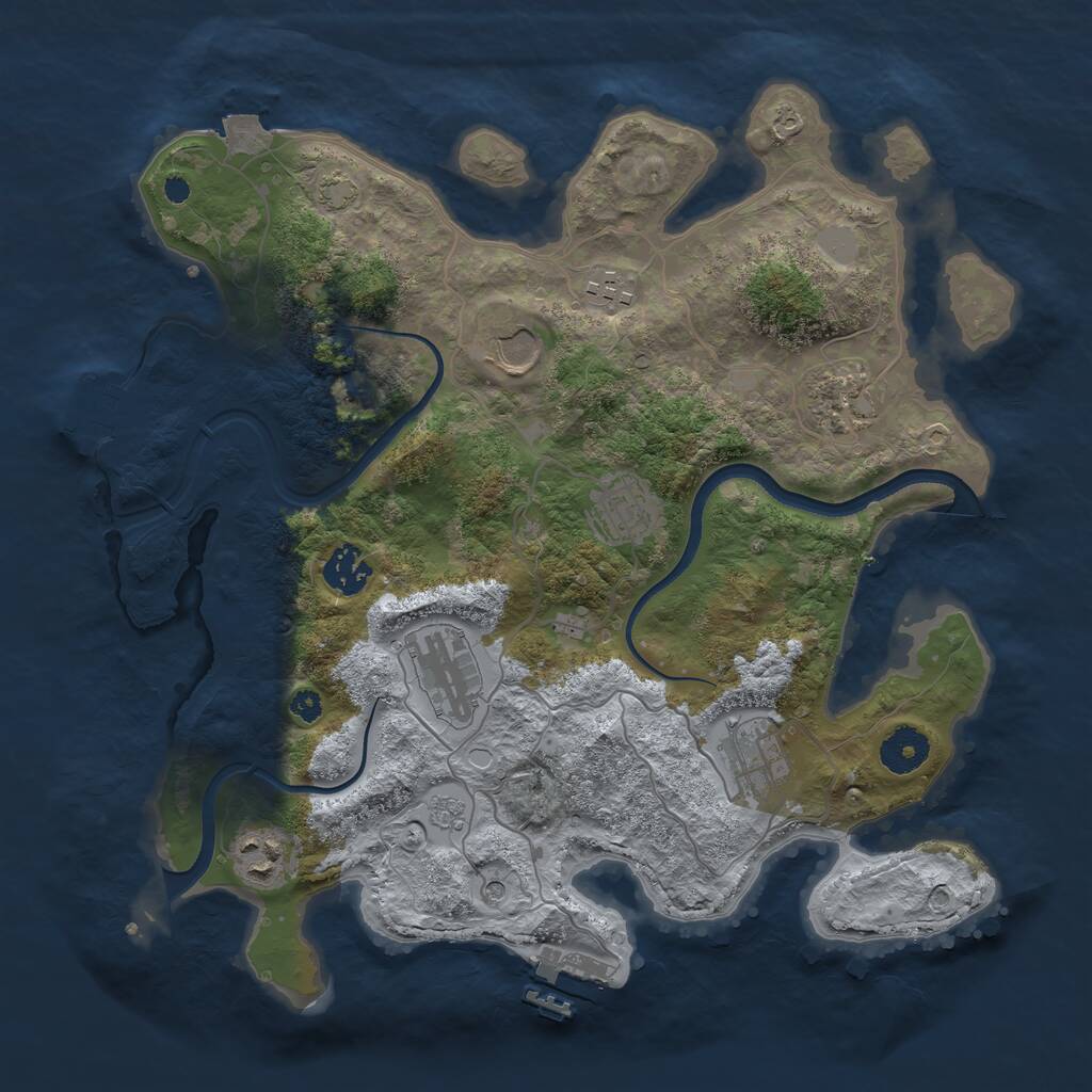 Rust Map: Procedural Map, Size: 3500, Seed: 454353223, 14 Monuments