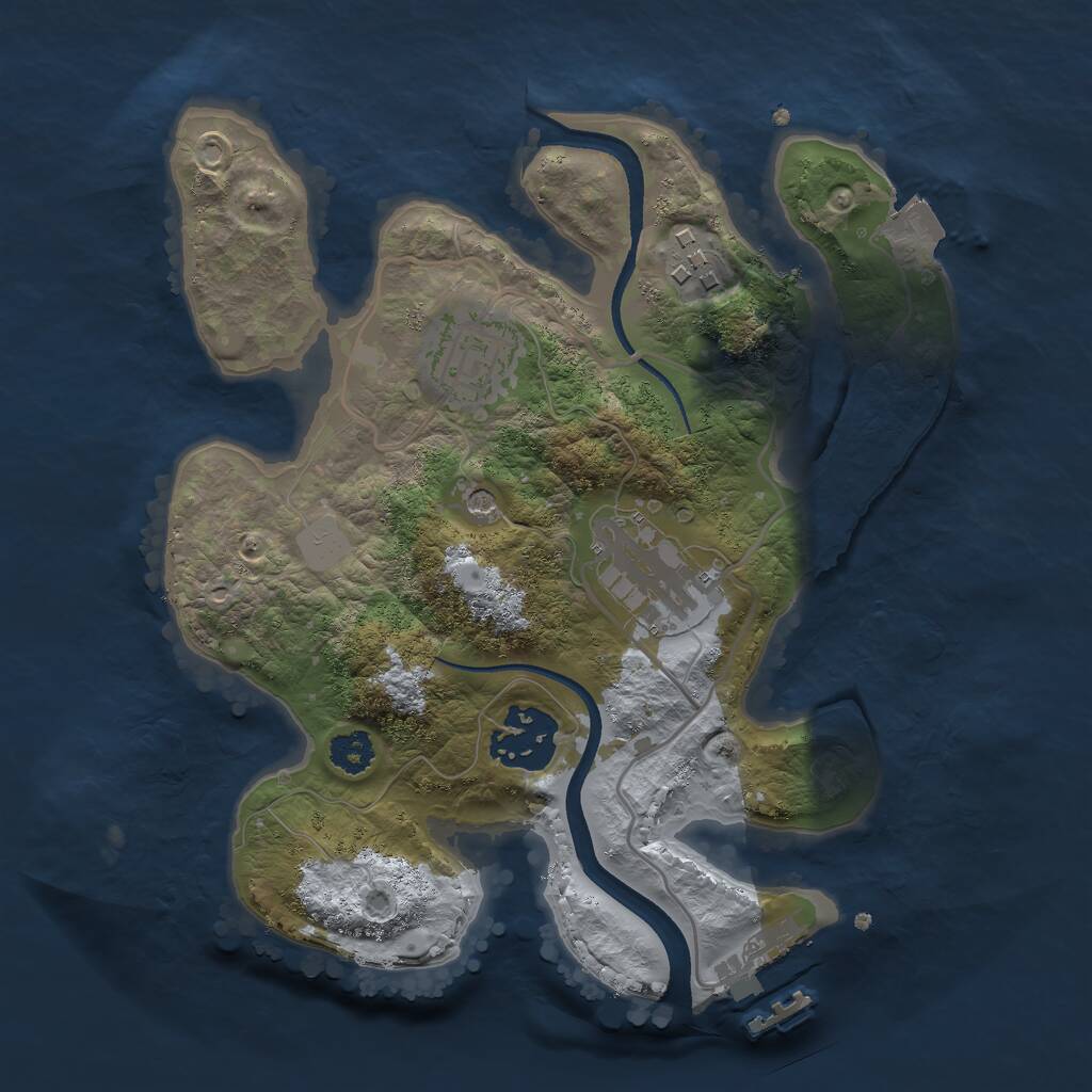 Rust Map: Procedural Map, Size: 2500, Seed: 91675481, 7 Monuments
