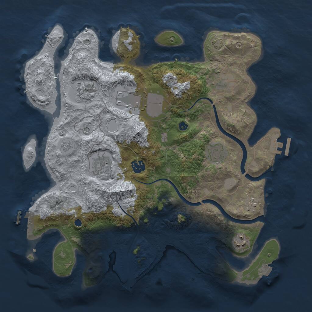 Rust Map: Procedural Map, Size: 3500, Seed: 17383445, 14 Monuments