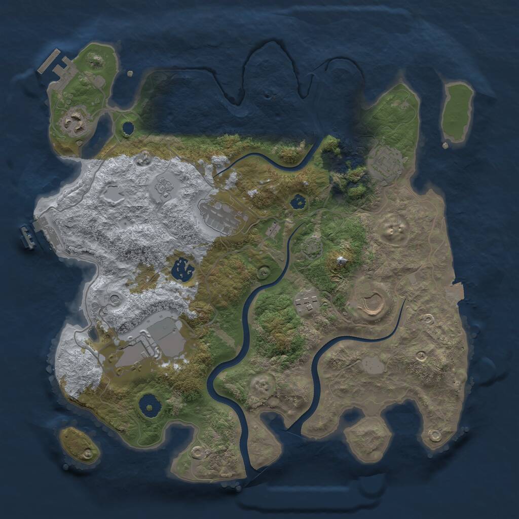 Rust Map: Procedural Map, Size: 3500, Seed: 5433423, 13 Monuments