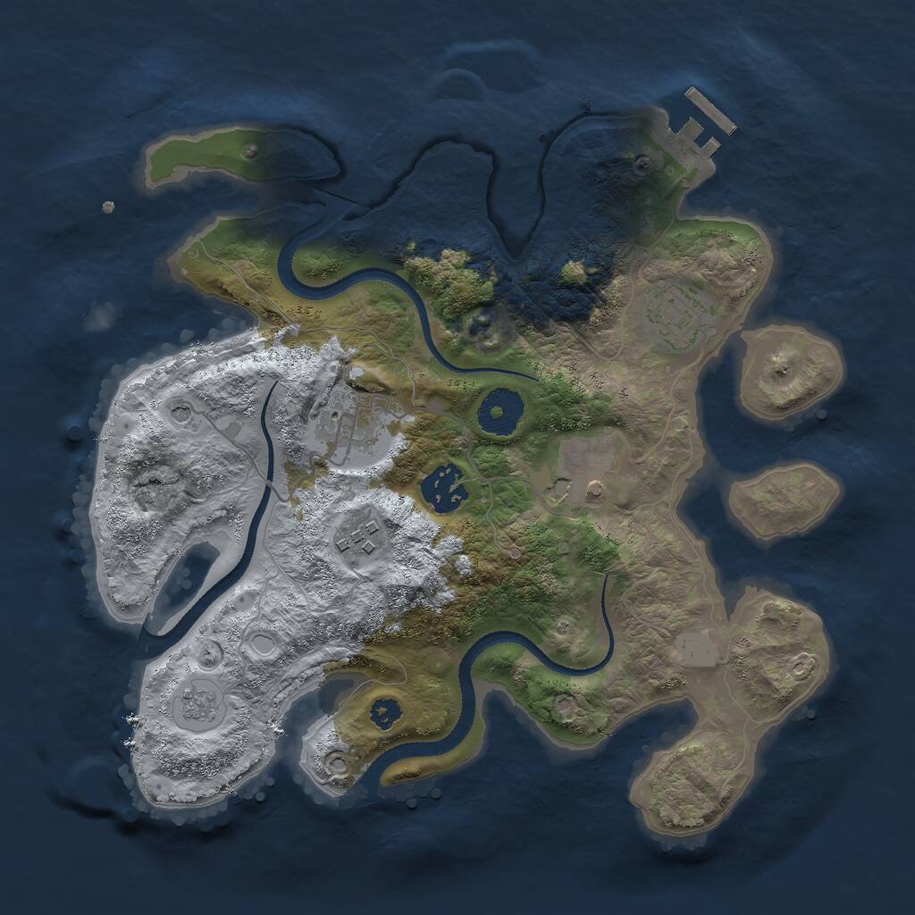 Rust Map: Procedural Map, Size: 3000, Seed: 1910359526, 9 Monuments