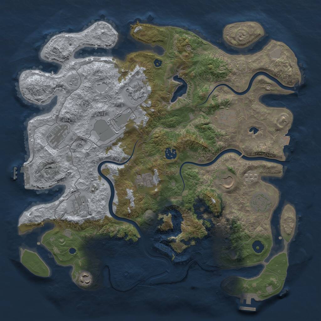 Rust Map: Procedural Map, Size: 4000, Seed: 373346854, 17 Monuments