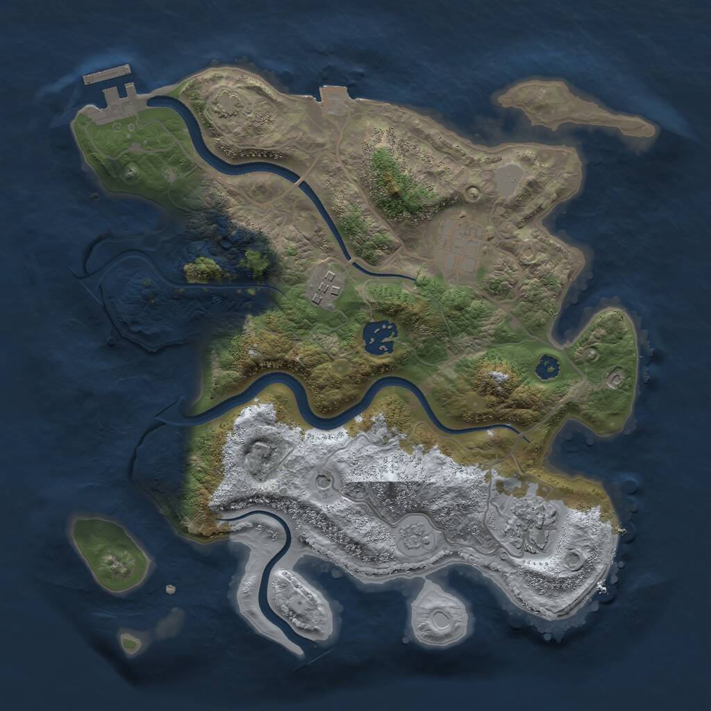 Rust Map: Procedural Map, Size: 3000, Seed: 1385377600, 9 Monuments