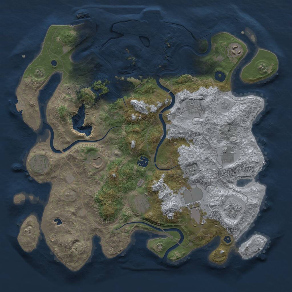 Rust Map: Procedural Map, Size: 4000, Seed: 998198, 16 Monuments