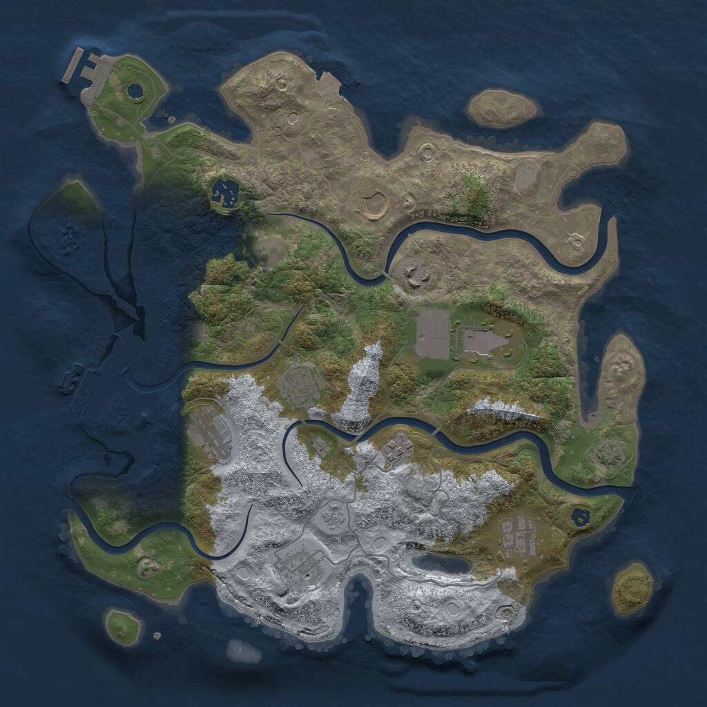 Rust Map: Procedural Map, Size: 3750, Seed: 1341079063, 15 Monuments