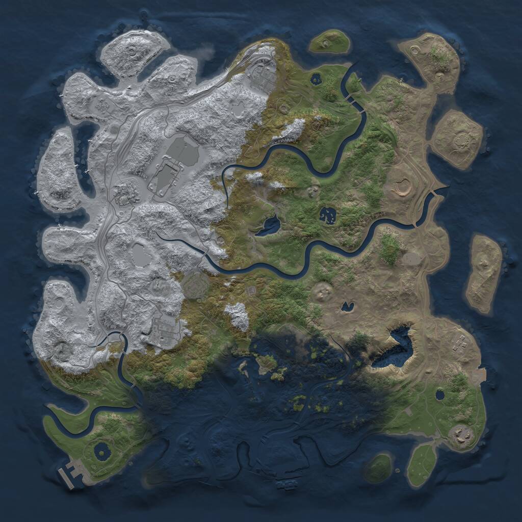 Rust Map: Procedural Map, Size: 4500, Seed: 221854835, 16 Monuments