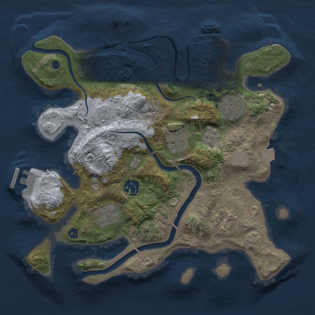 Rust Map: Procedural Map, Size: 3000, Seed: 61343468, 12 Monuments