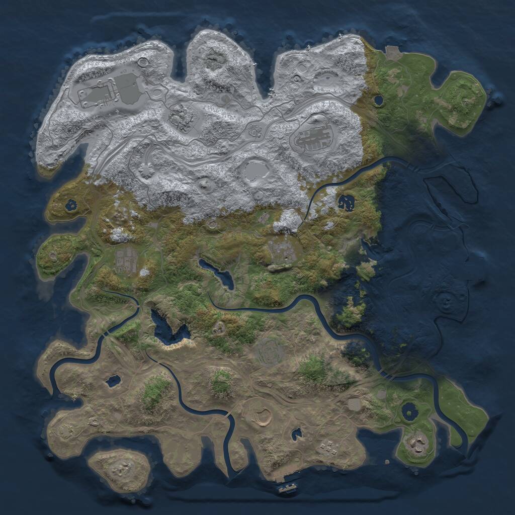 Rust Map: Procedural Map, Size: 4500, Seed: 570932620, 16 Monuments