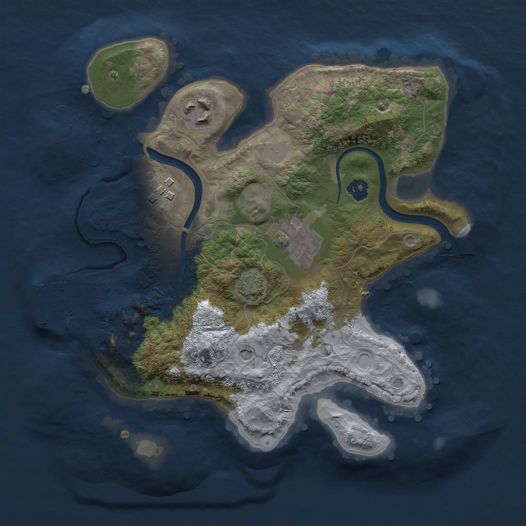 Rust Map: Procedural Map, Size: 2500, Seed: 351975317, 7 Monuments