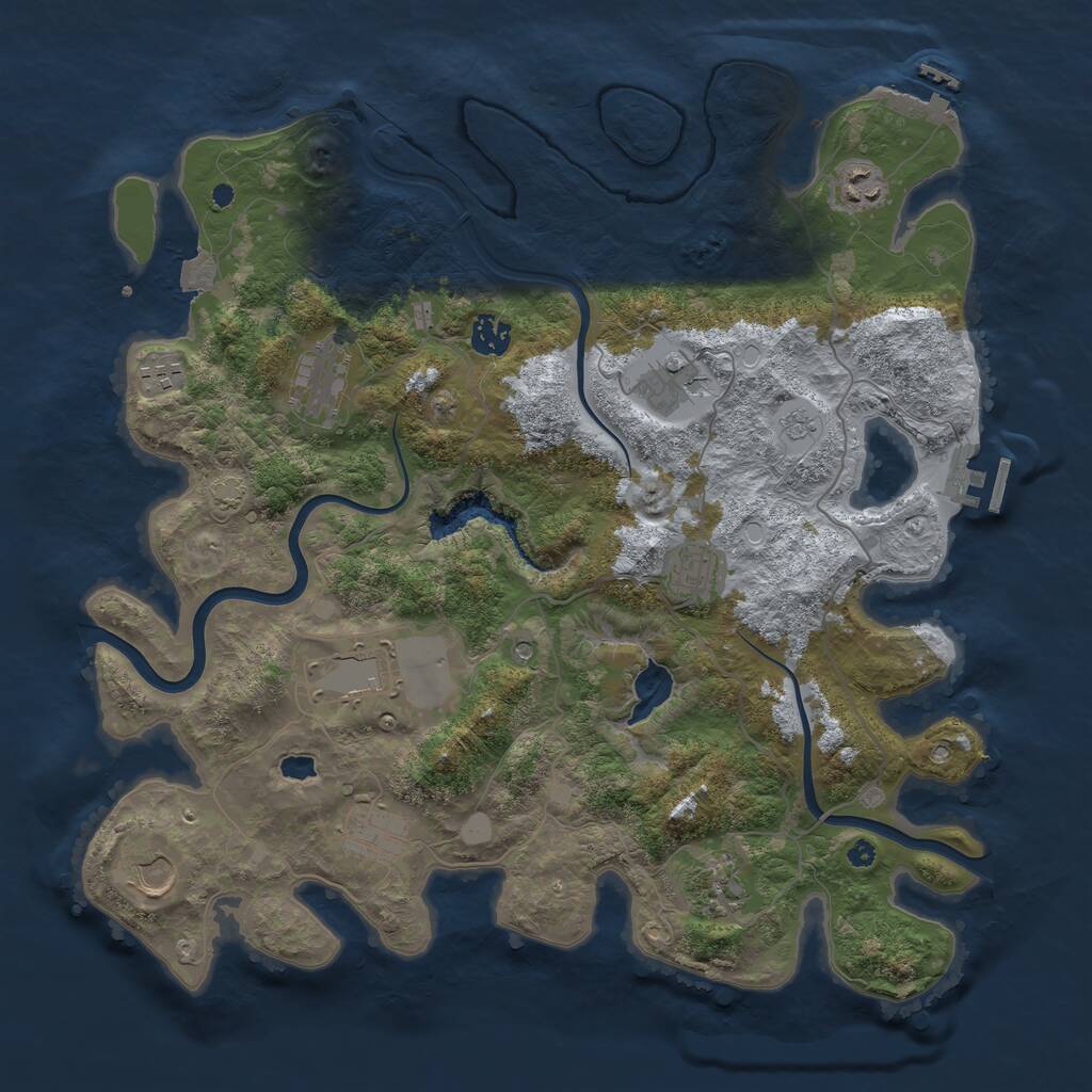 Rust Map: Procedural Map, Size: 4000, Seed: 1019779705, 16 Monuments
