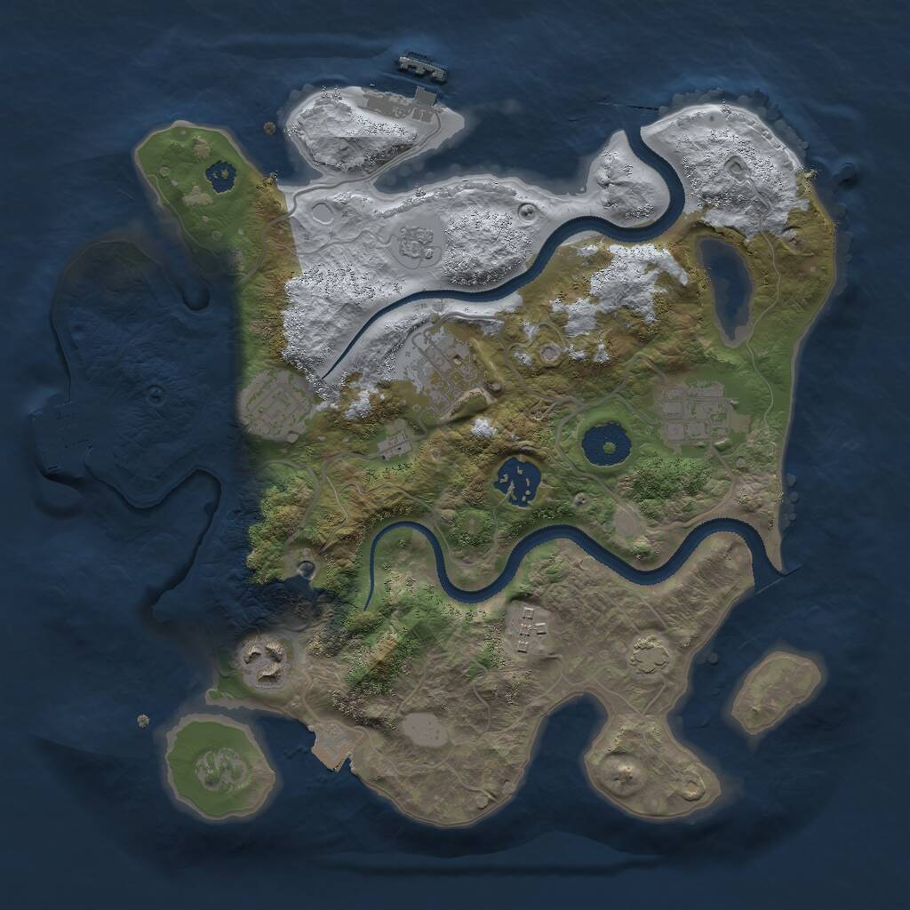 Rust Map: Procedural Map, Size: 3000, Seed: 570000, 12 Monuments