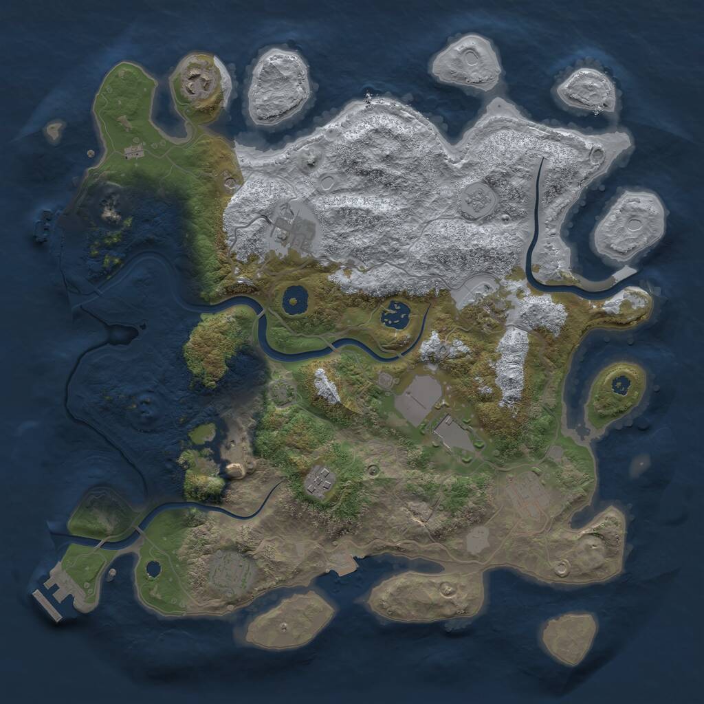 Rust Map: Procedural Map, Size: 3750, Seed: 1042646031, 15 Monuments