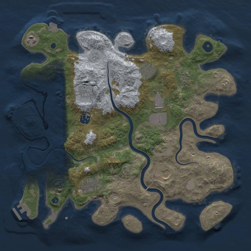Rust Map: Procedural Map, Size: 3700, Seed: 1675462136, 15 Monuments