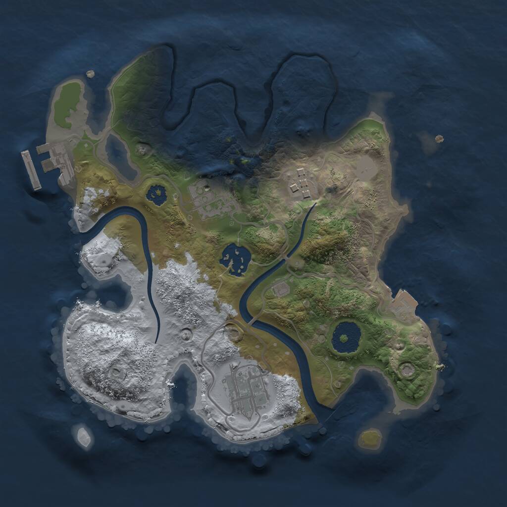 Rust Map: Procedural Map, Size: 2500, Seed: 69134, 6 Monuments