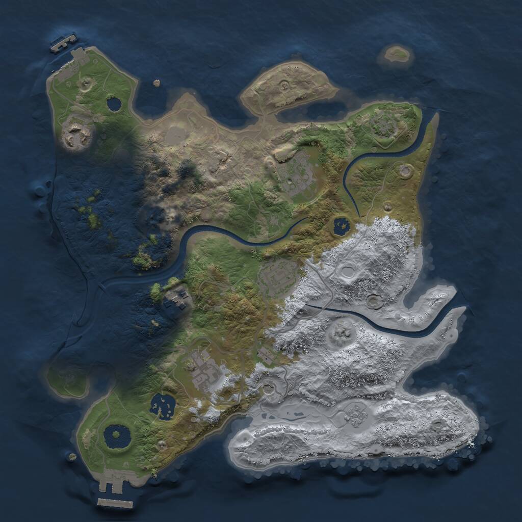 Rust Map: Procedural Map, Size: 3000, Seed: 348397997, 12 Monuments