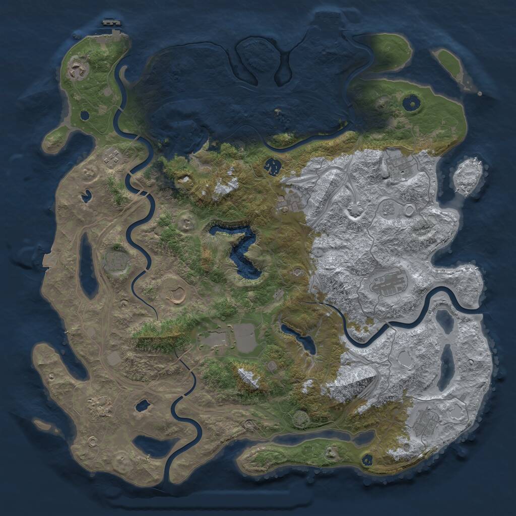 Rust Map: Procedural Map, Size: 4600, Seed: 592075064, 17 Monuments
