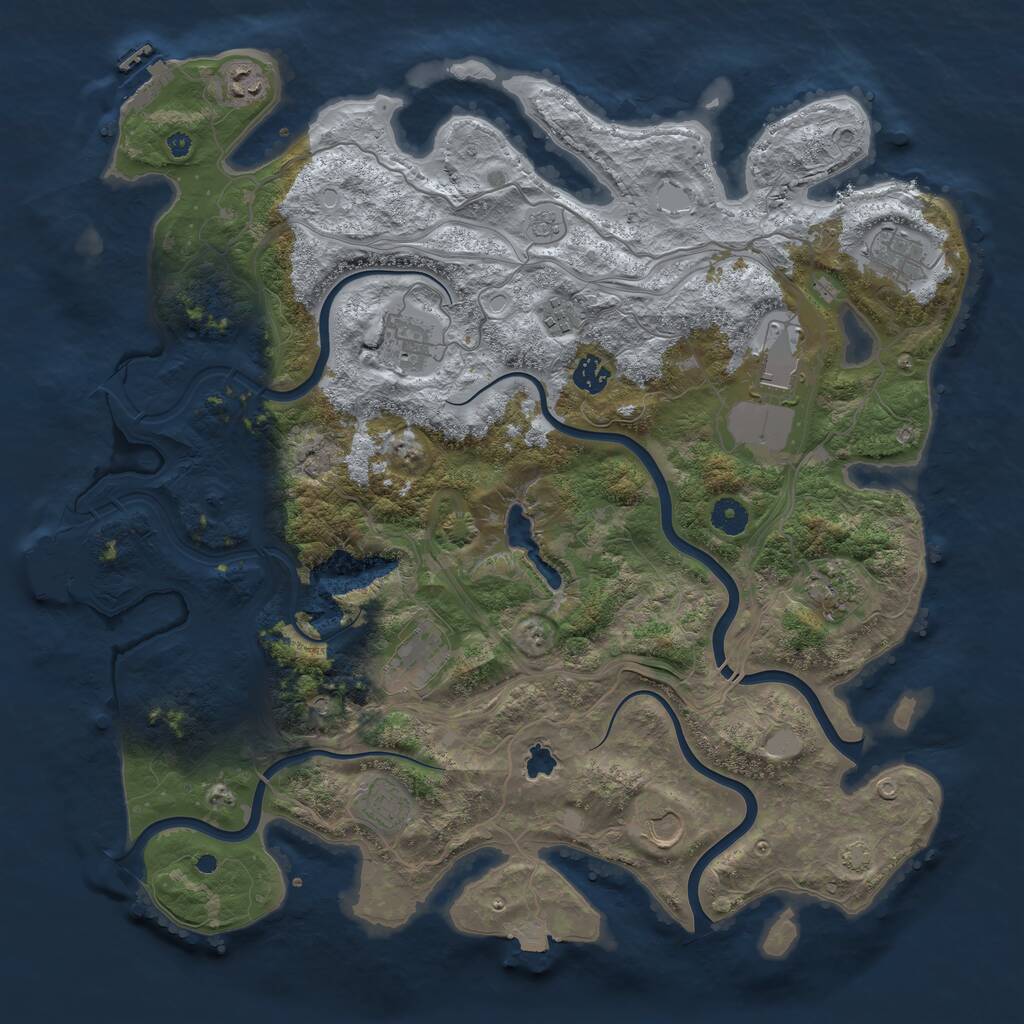 Rust Map: Procedural Map, Size: 4250, Seed: 2128652410, 16 Monuments
