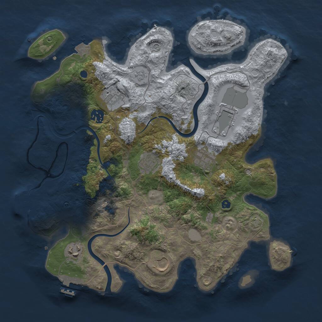 Rust Map: Procedural Map, Size: 3500, Seed: 1336804157, 14 Monuments
