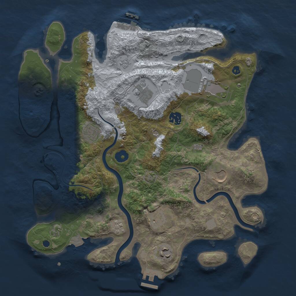 Rust Map: Procedural Map, Size: 3500, Seed: 922050390, 14 Monuments