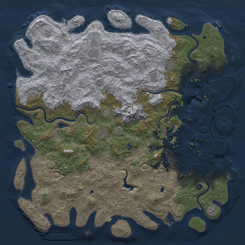Rust Map: Procedural Map, Size: 6000, Seed: 2072905856, 17 Monuments