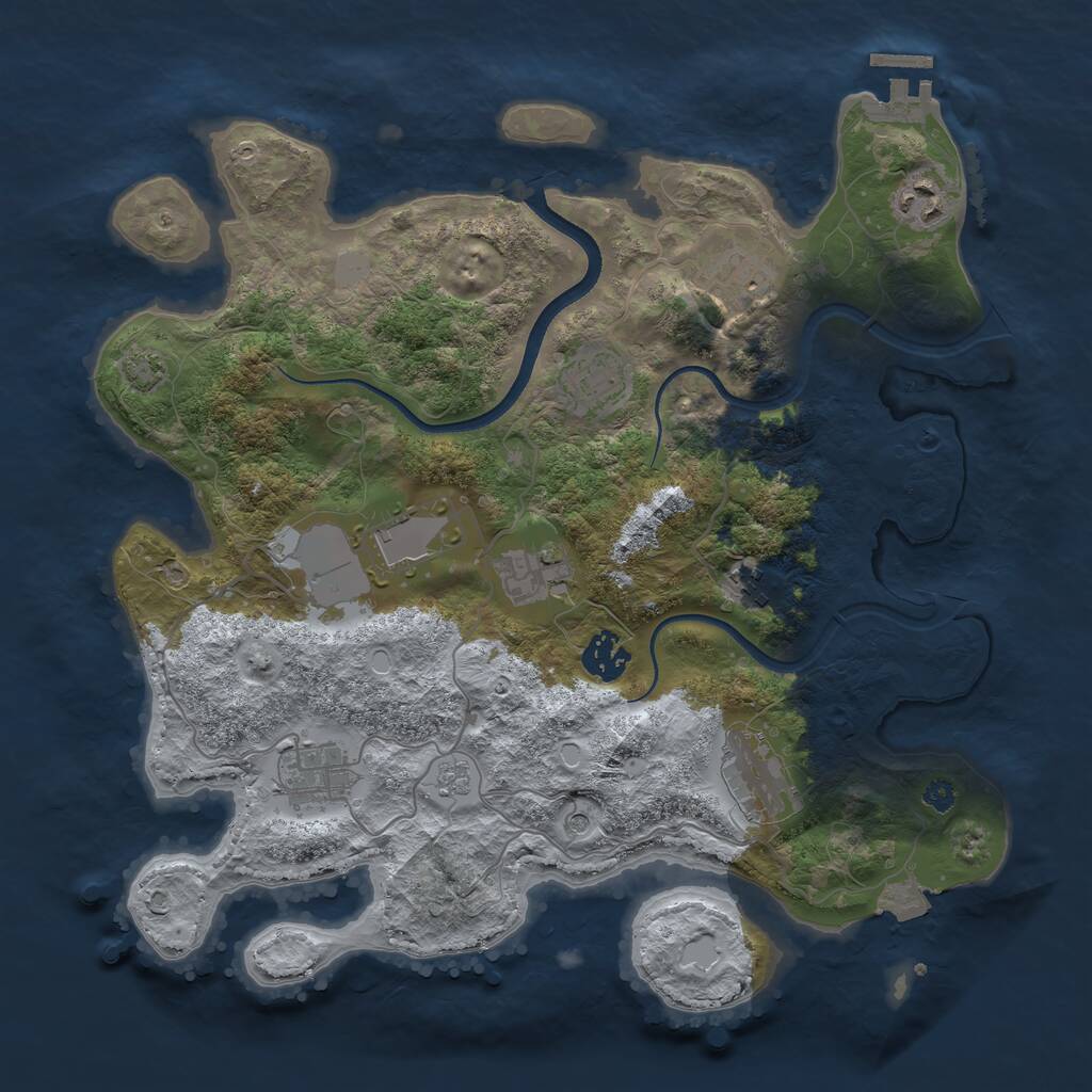 Rust Map: Procedural Map, Size: 3500, Seed: 100097766, 14 Monuments