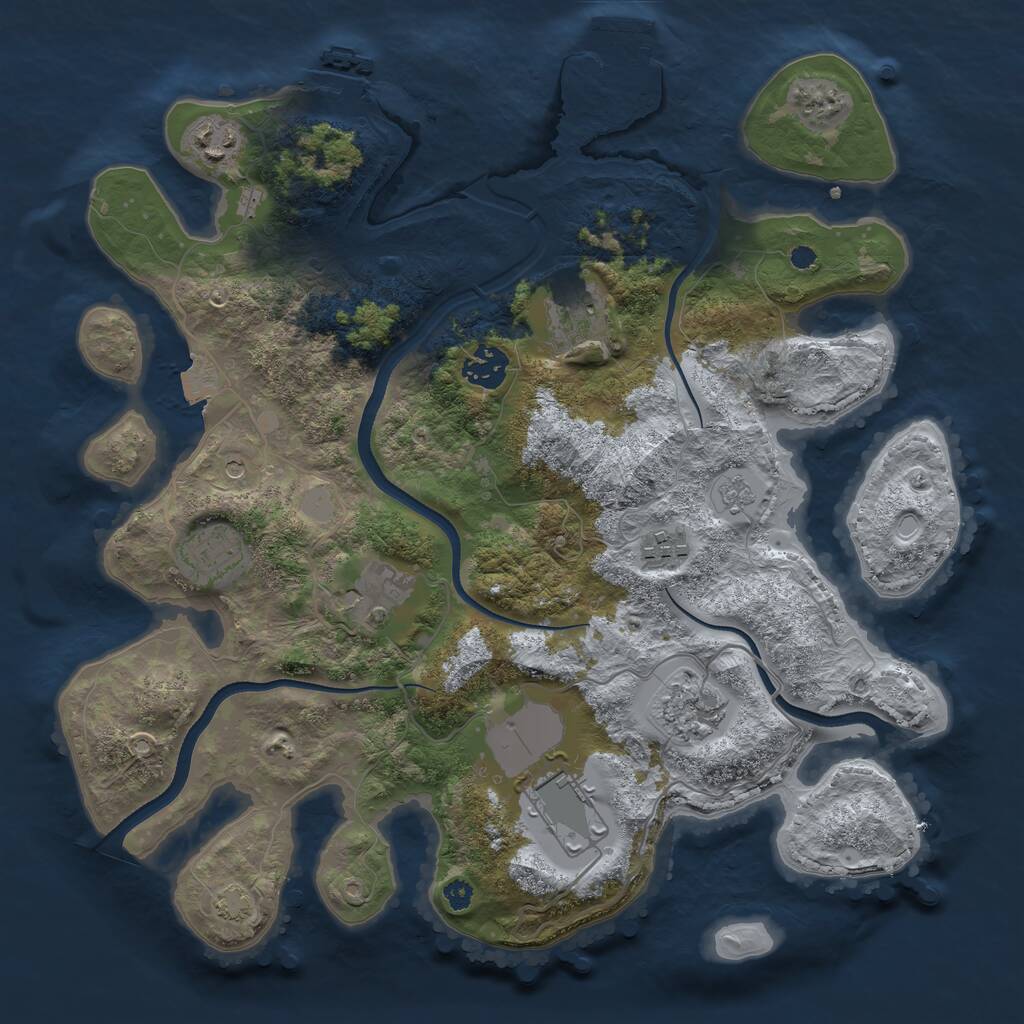 Rust Map: Procedural Map, Size: 3500, Seed: 964804076, 14 Monuments