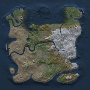 Thumbnail Rust Map: Procedural Map, Size: 3500, Seed: 1915723344, 17 Monuments