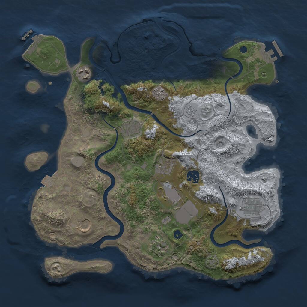 Rust Map: Procedural Map, Size: 3500, Seed: 735896294, 15 Monuments